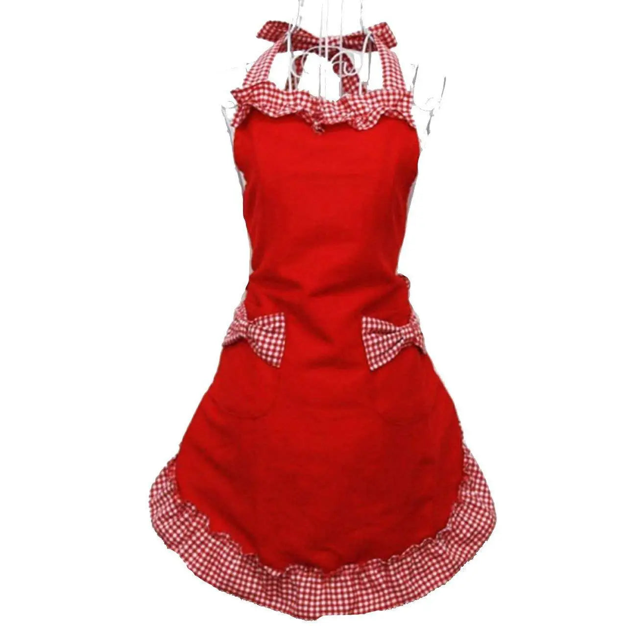 Kitchen Apron Cute Uniform Apron Flirty Outfit Dress Women Girl Fashion Lovely Bowknot Lace Anti-fouling Apron with Pockets Gift