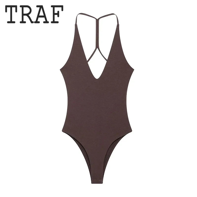 Women Sling Bodysuit Sexy Sleeveless Body Top Female Fitting Bodysuit 2025 Summer Fashion Streetwear Woman Jumpsuit Tops