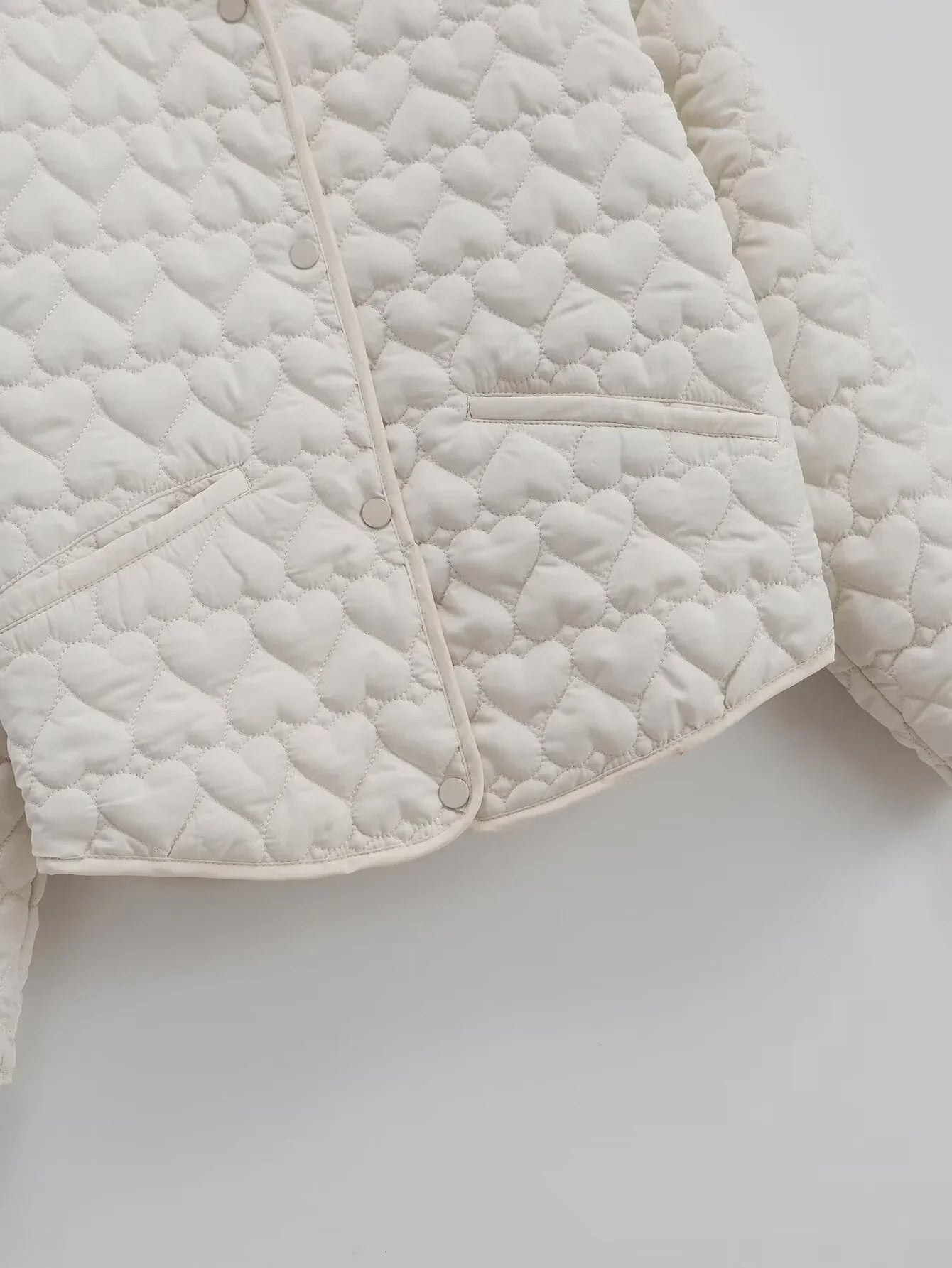 Women's outerwear 2025 heart-shaped quilted cotton jacket women's Korean round neck jacket cotton jacket