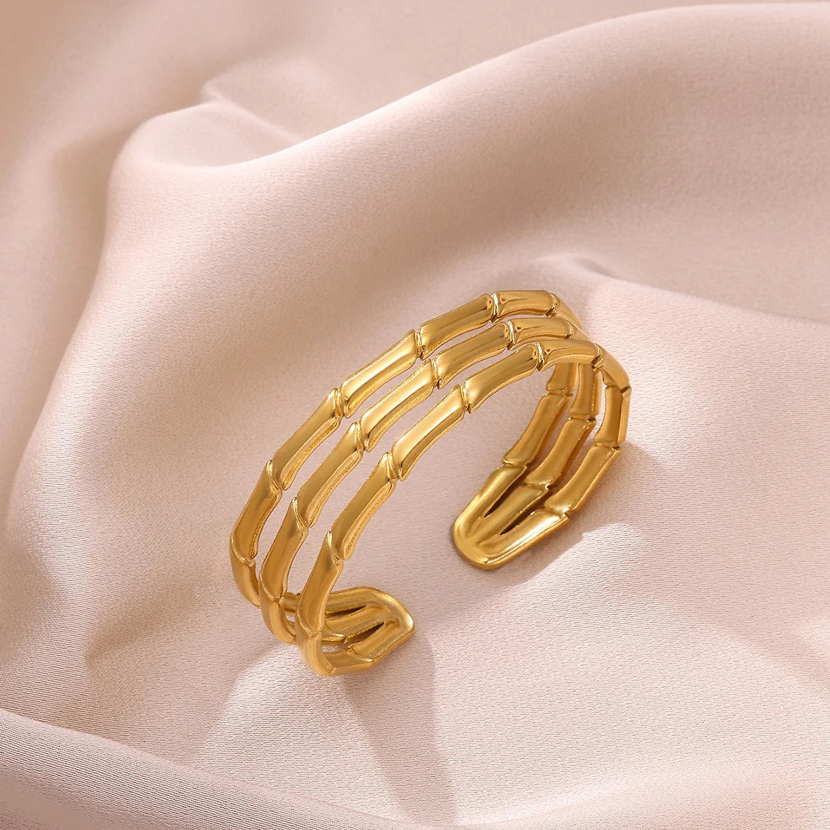 Cuff Bangles For Women Gold Color Punk Geometric Ginkgo Open Bracelet Turtle Jewelry Stainless Steel Waterproof Summer Party