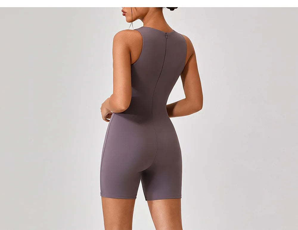 High Elastic Yoga Jumpsuit Women Black Tight Fitting Sport Set Sleeveless Fitness Seamless Slim Workout Running Short Rompers