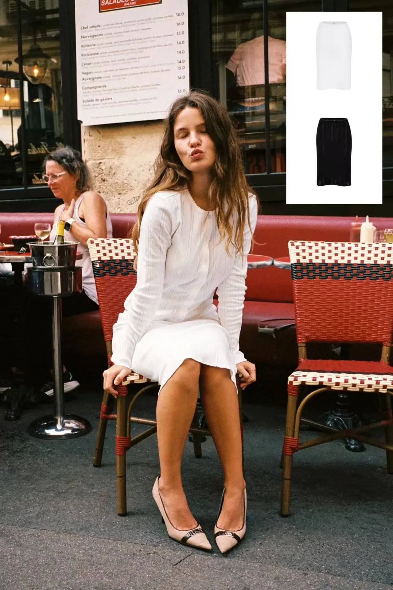 COUCOU The Slip Skirt Black and White