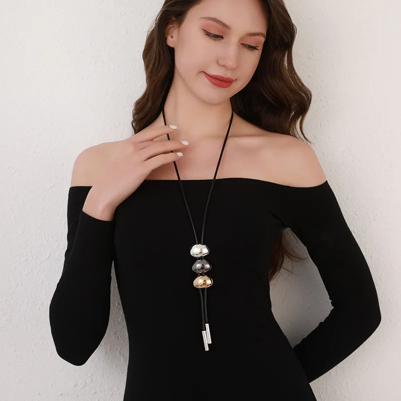 Long Necklace Simple Pendant Geometric Accessories Women's Sweater Chain