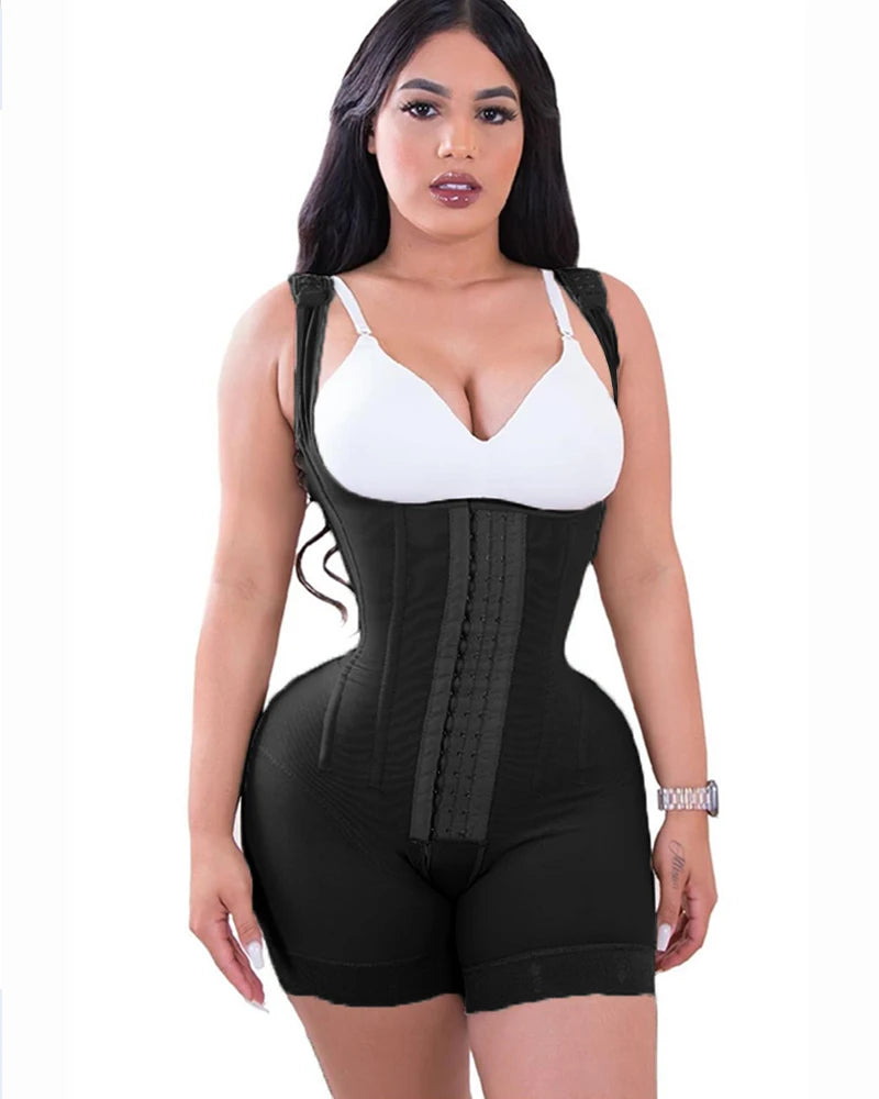 Women's  A Comfy Shaping Jumpsuit Flatten Abdomen Waist and Hips Zip Front Closure Shapewear Firm Tummy Compression Butt Lifter