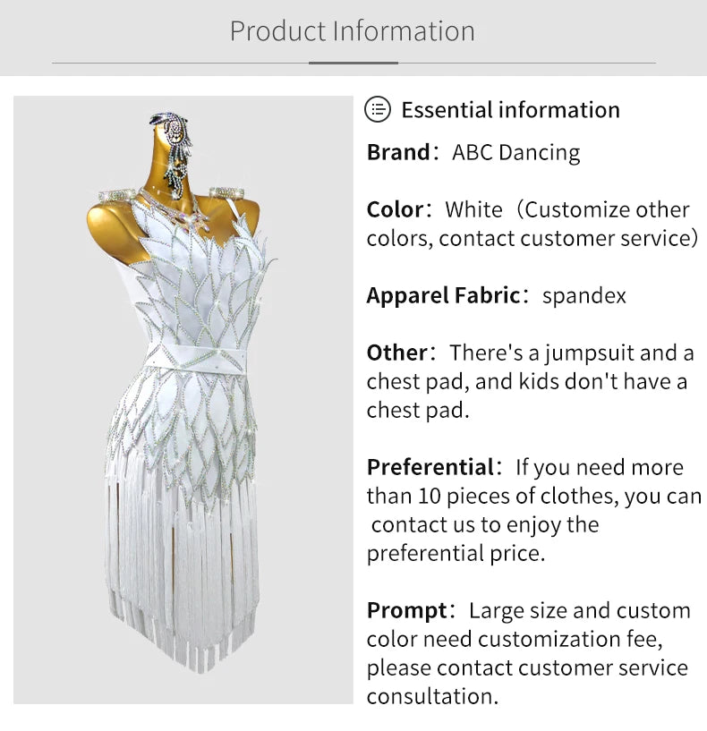Womens Ballroom Dance Dress Dancewear Elegant Party Clothing 2025 Adult Costume Female Prom Fringed Skirt Girls Samba Stage Suit