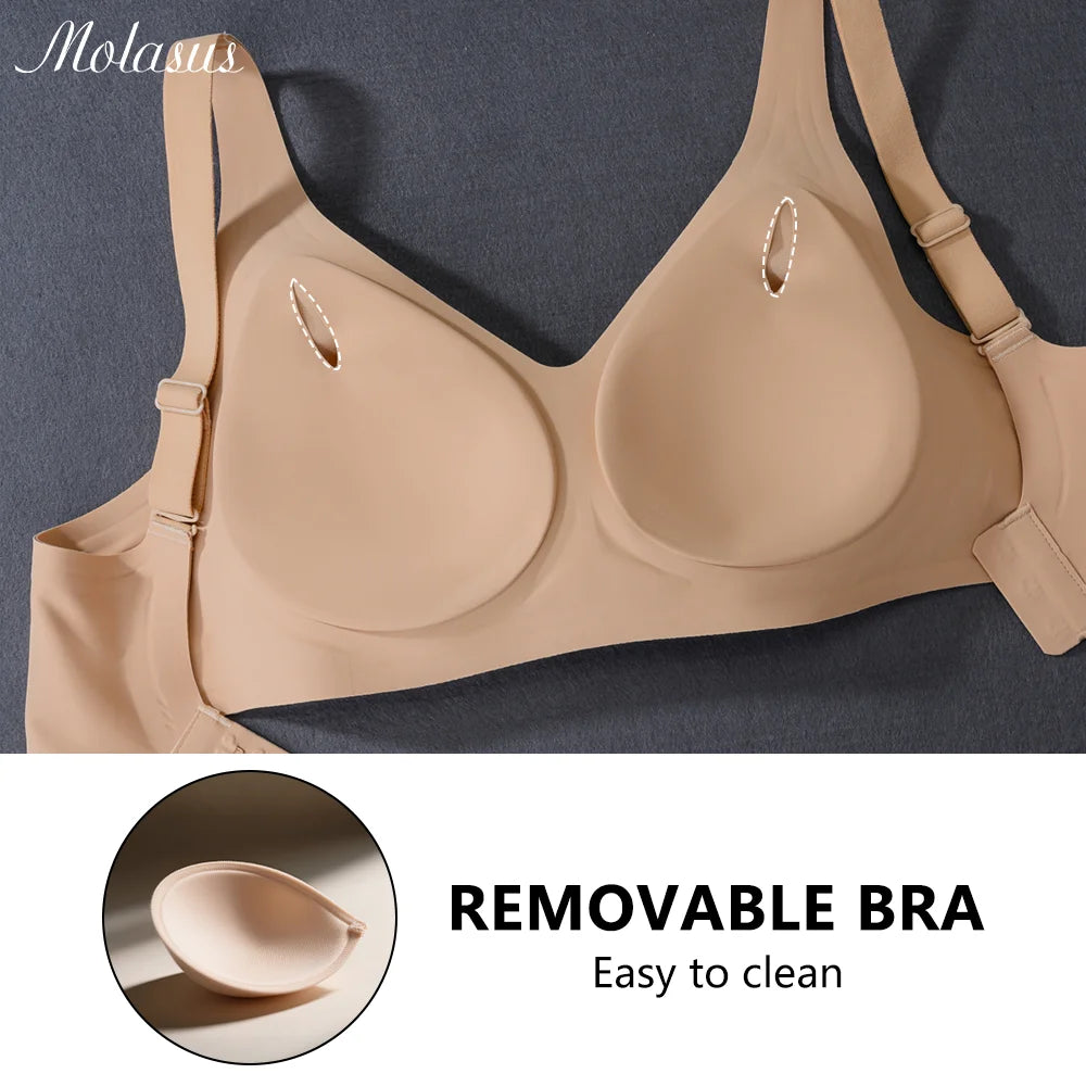 Women Underwire Bra Wide Adjuestable Strap Solid Color Plus Size Bras for Women Thin Removable Pads Underwear Sexy Black Bra