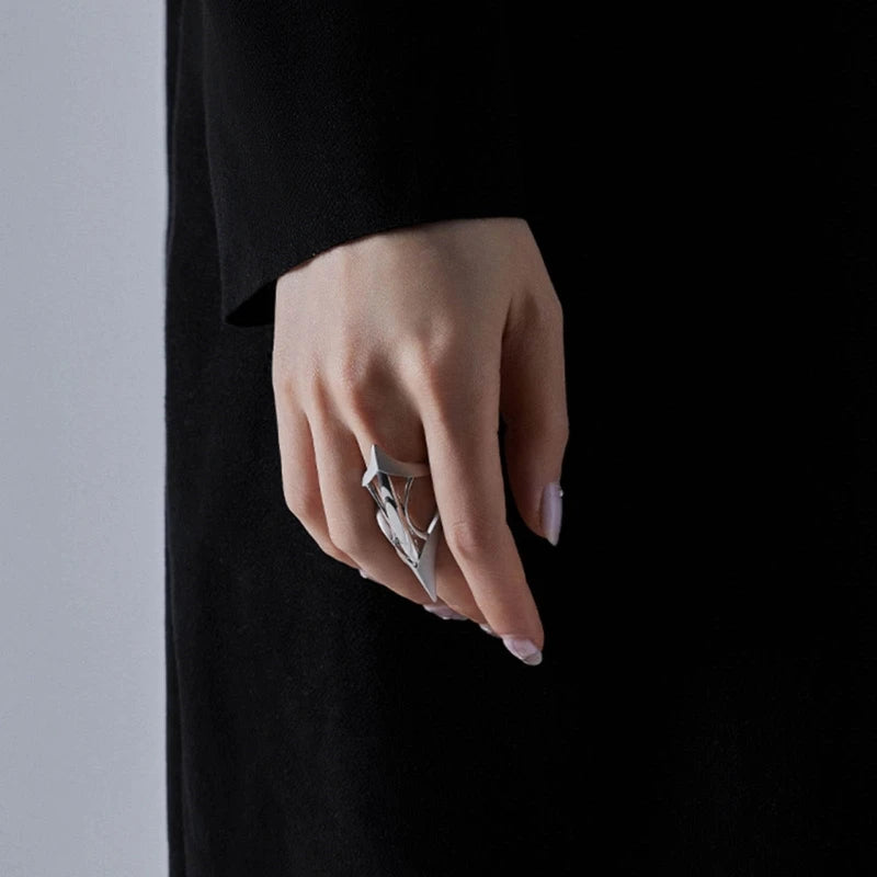 Advanced Hollow Ring Jewelry Aesthetic Open Rings Dinner Party Rings DropShip
