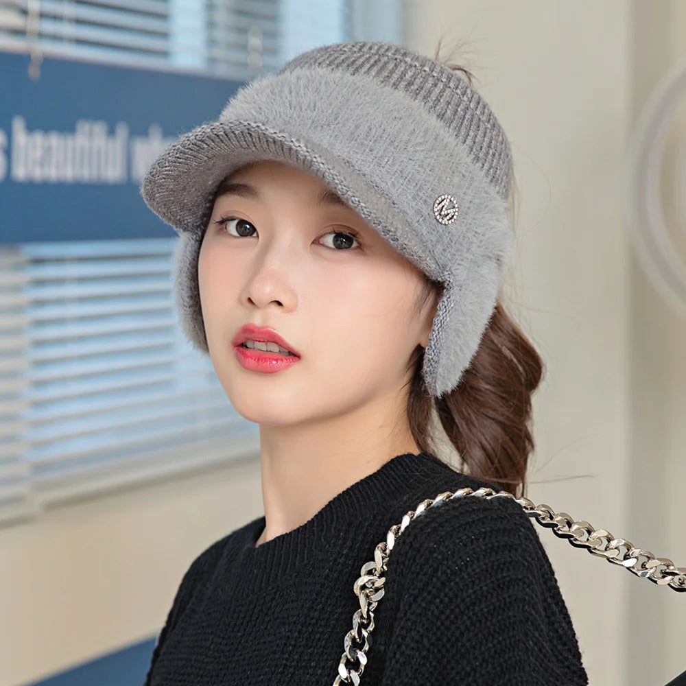 New Women Winter Hat  Fashion Streetwear Decorate Beanie Hat For Women Casual Knitted Warm Cap