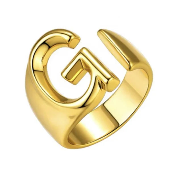 26 English Letter Ring Opening Adjustable Female Personality Internet Celebrity Ring Fashion Jewelry Couple Mother's Day Gift