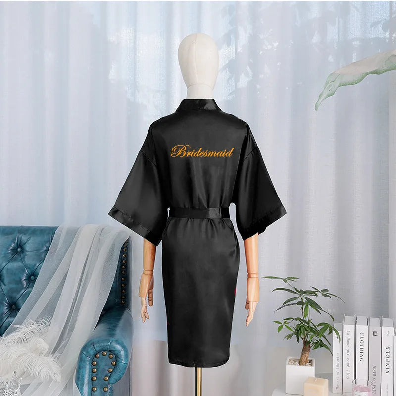 Kimono Robe Bride Bridesmaid Wedding Bathrobe Casual Women Sleepwear Nightgown Embroidery Letter Home Clothing Lingerie