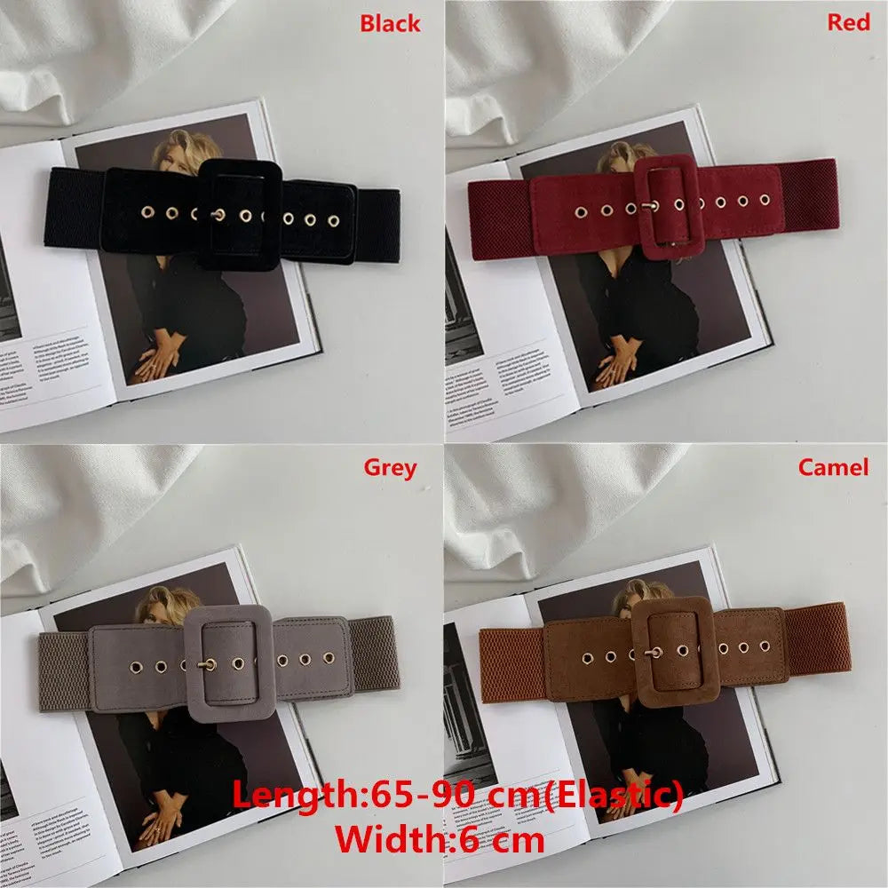 Women Belt Stretch Wide Waist Belts Metal Buckle Leather Strap Female Apparel Accessories Dress Waist Apparel & Accessories