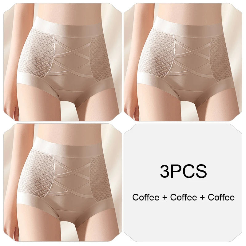 Fashion Belly Reducing Panties for Woman Women Micro Underwear Woman Ice Silk Women's Lingerie High Waist Panties Set Pack Sexy