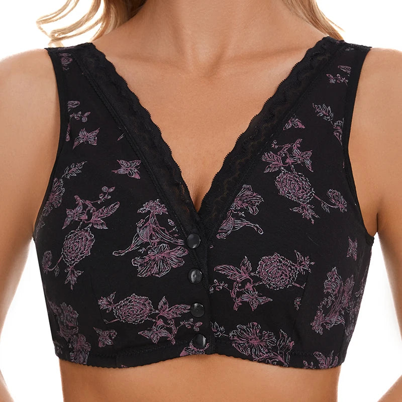 Bra Cotton Women Wire Free Bras Front Closure Brassiere Female Confortable Underwear Big Size 52BC 50BC Cup