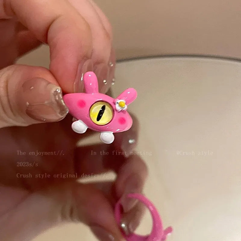 Cute and funny cartoon open rings, girl's fun personality, versatile, niche, unique design, index finger ring
