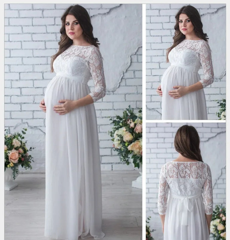 Maternity Dresses Photoshoot Lace Long Sleeve Dress For Pregnant Women Maternity Dress Baby Shower Dress For Evening Party Gown