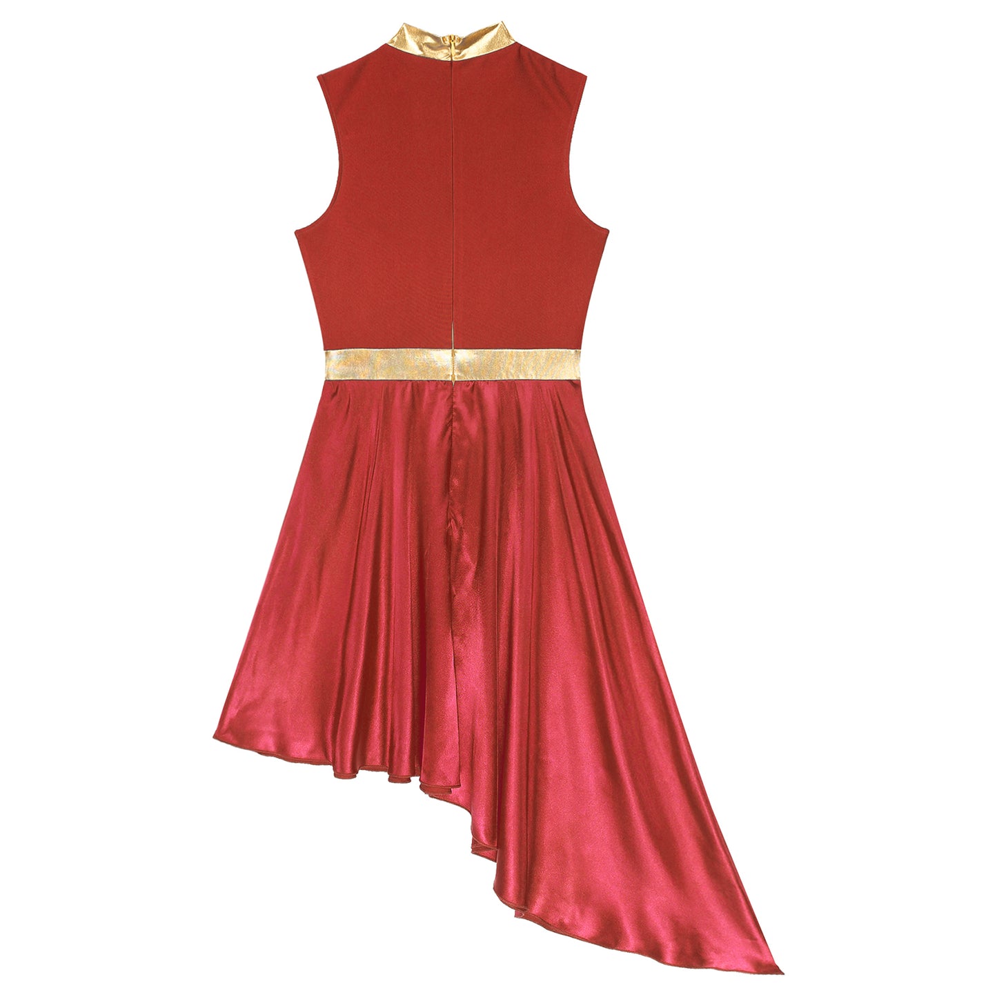 Womens Lyrical Dance Dress Ballroom Dancing Church Choir Stage Performance Costume Sleeveless Asymmetrical Hem Dresses Dancewear