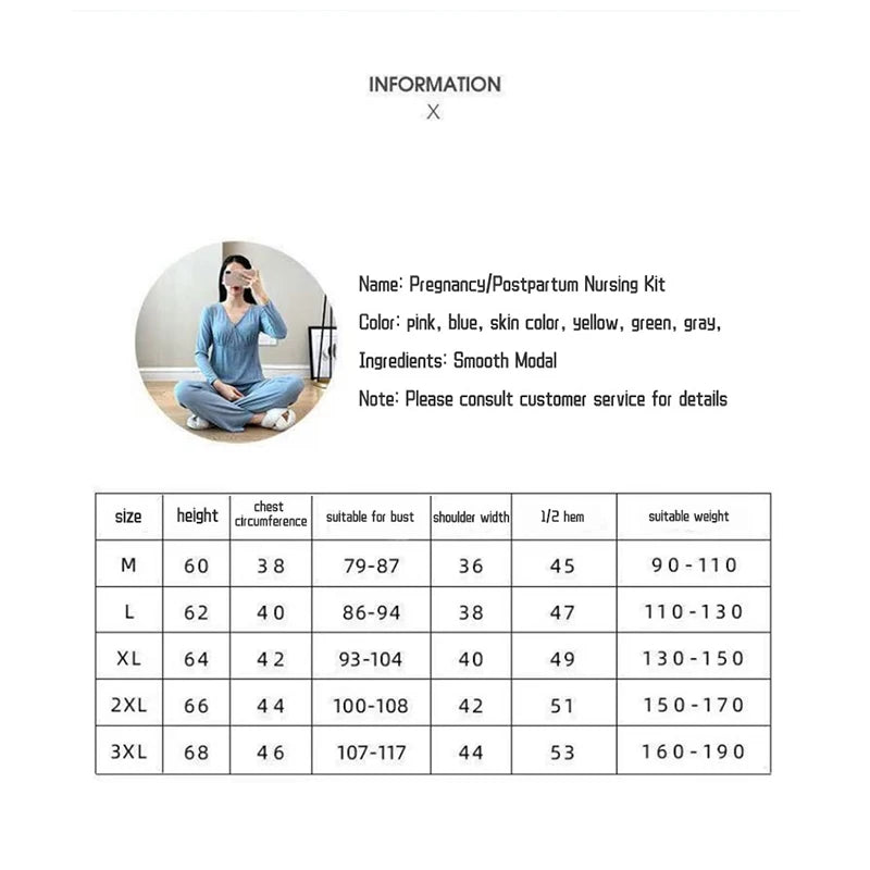 Maternity Nursing Sleepwear Breastfeeding Nightwear for Pregnant Women Pregnancy Breast Feeding Pajamas Suits Maternity Clothes