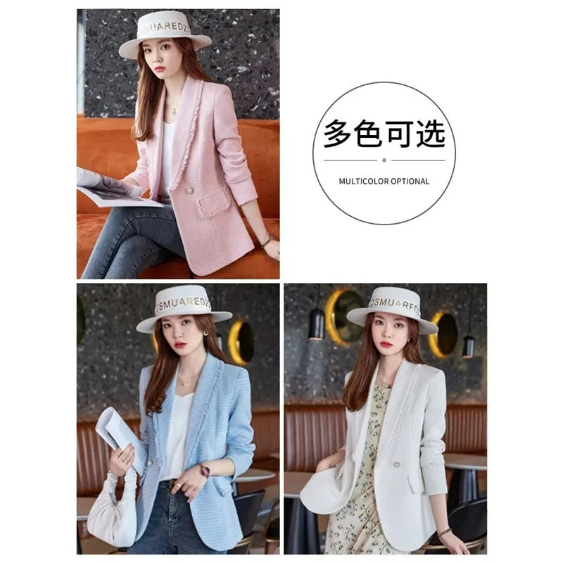 Blazer Women New Fashionable Elegant All-match Simple Classic Design Casual Office Lady Button Temperament Thin Coat