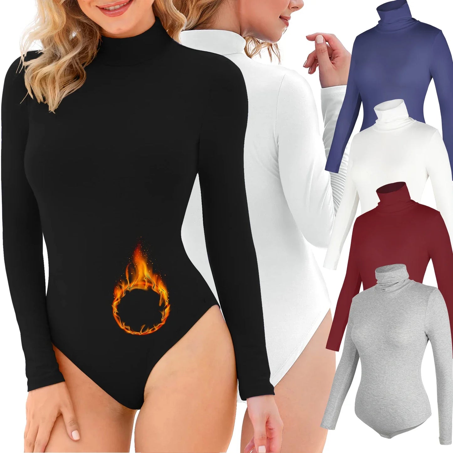 High Neck Bodysuit Women's Long Sleeved Shapewear Tummy Control Body Shaper Sexy Briefs Female Warm Clothing Autumn Winter New