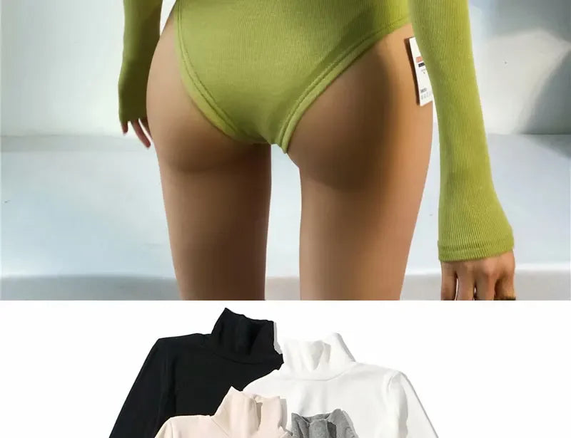Long Sleeved Bodysuits Women Sexy High Street Chic Skinny Cozy American Style Hotsweet Lady Tops Y2K Clothing Turtleneck Autumn