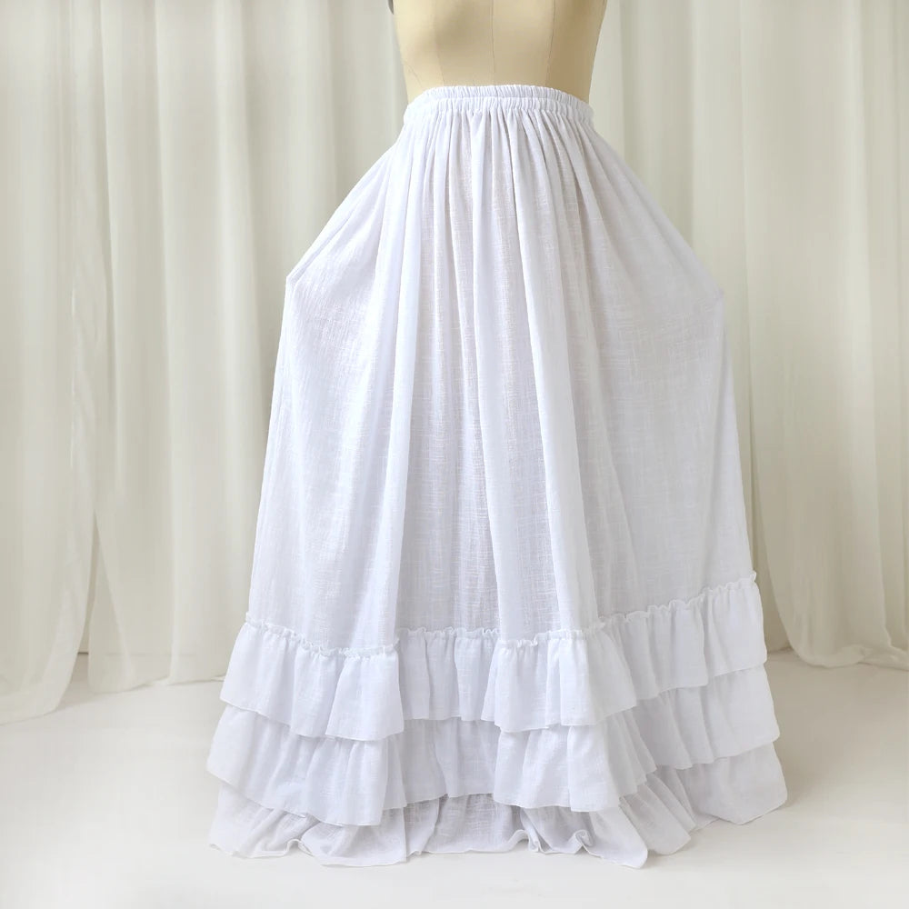 Knitted Bra&Linen Cotton Three-Layer Lace Boho Style Dress Two-Piece Set Photography Dress For Women Photography Props Dress