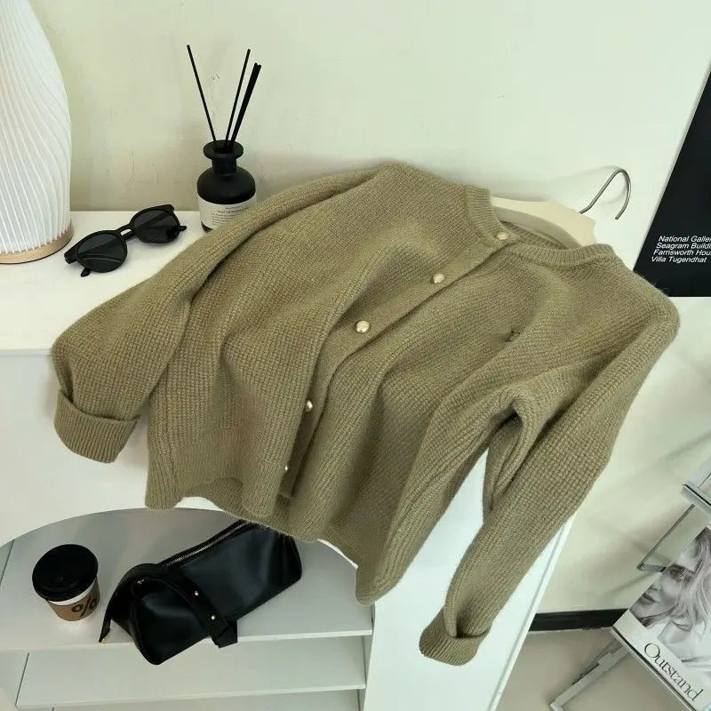 Sweater Pony Embroidered Sweater Jacket Autumn and Winter Temperament Sweater Cardigan French Style Versatile Top