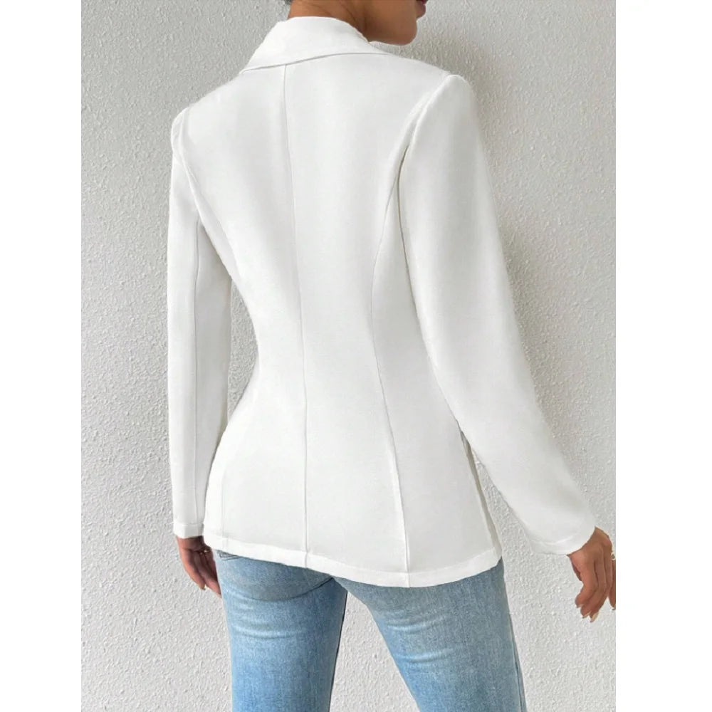 Women's Elegant Blazers Long Sleeve Solid Formal Blazer Ladies Office Work Set Single Button Outerwears Jackets Coat