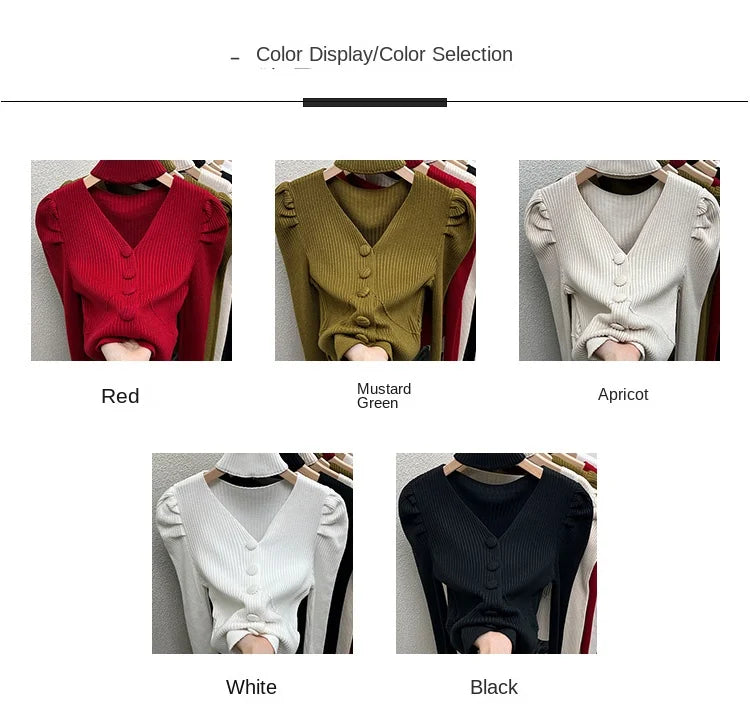 Red Sweater Knitted Sweater Women's Inner Layering Shirt with Unique Unique V-neck Halter Top Design for Autumn and Winter