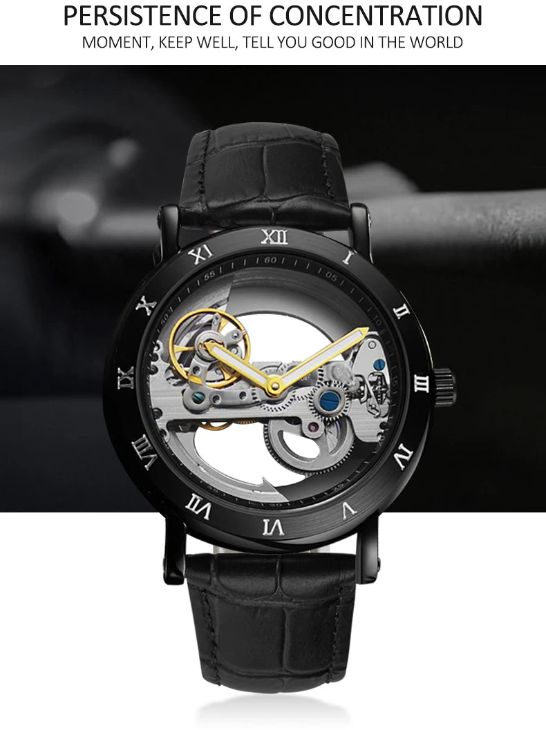 Mechanical Wristwatches Watches for Man Watches Golden Bridge Skeleton Automatic Mechanical Mens Watch reloj hombre montre homme