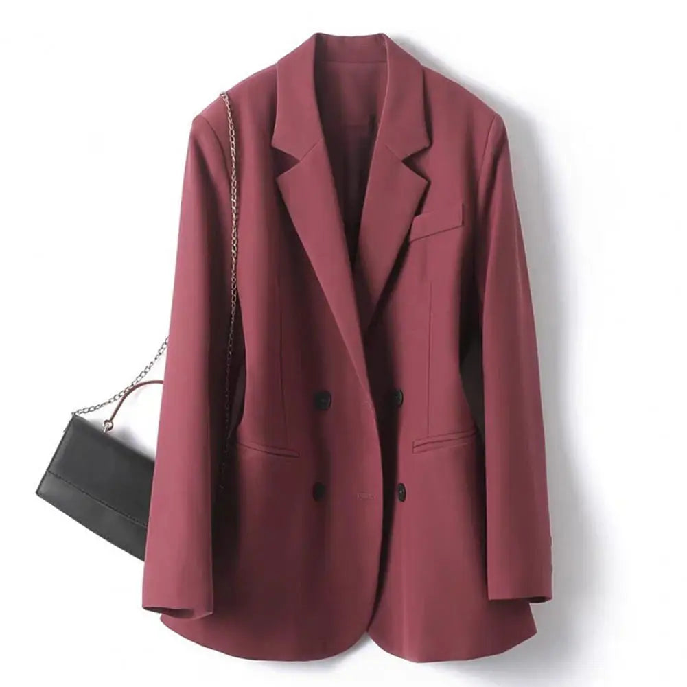 Women Suit Coat Women Suit Coat Elegant Lapel Double Breasted Suit Jacket for Women Stylish Office Lady Coat with Pockets Solid