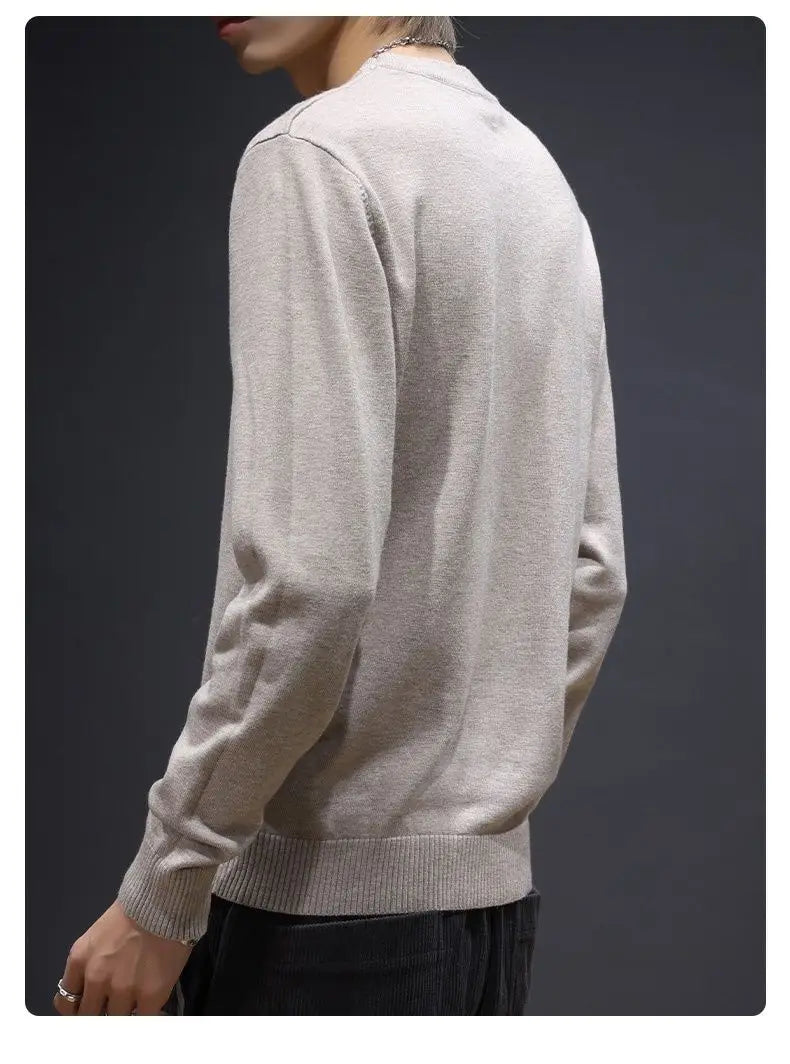 Sweater Men's Young Knitted Solid Color Casual Pullover Round Neck Sweaters