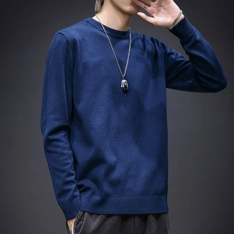 Sweater Men's Young Knitted Solid Color Casual Pullover Round Neck Sweaters