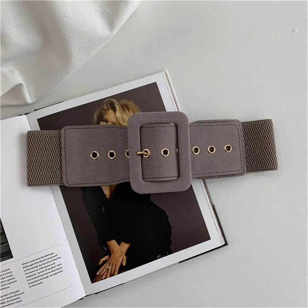 Women Belt Stretch Wide Waist Belts Metal Buckle Leather Strap Female Apparel Accessories Dress Waist Apparel & Accessories