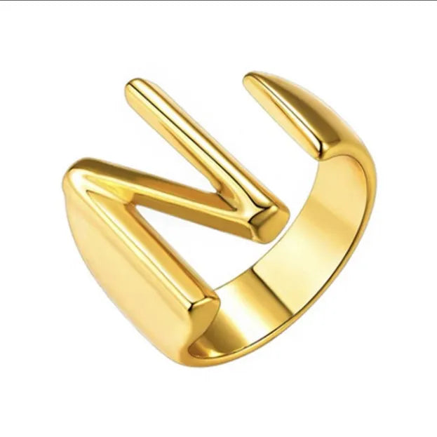 26 English Letter Ring Opening Adjustable Female Personality Internet Celebrity Ring Fashion Jewelry Couple Mother's Day Gift