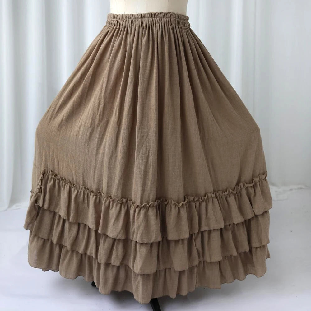 Knitted Bra&Linen Cotton Three-Layer Lace Boho Style Dress Two-Piece Set Photography Dress For Women Photography Props Dress