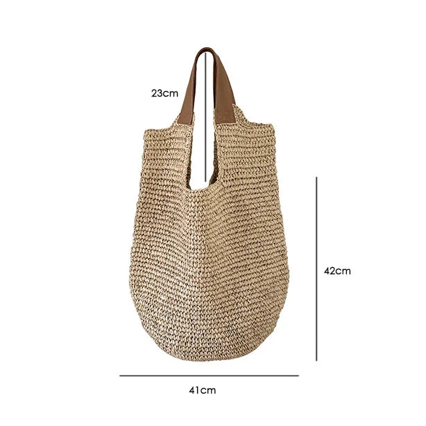Handmade Woven Beach Bags For Women Handbag Large Capacity Travel Shoulder Bag Bohemian Straw Bag Vacation Shopper Tote Clutch