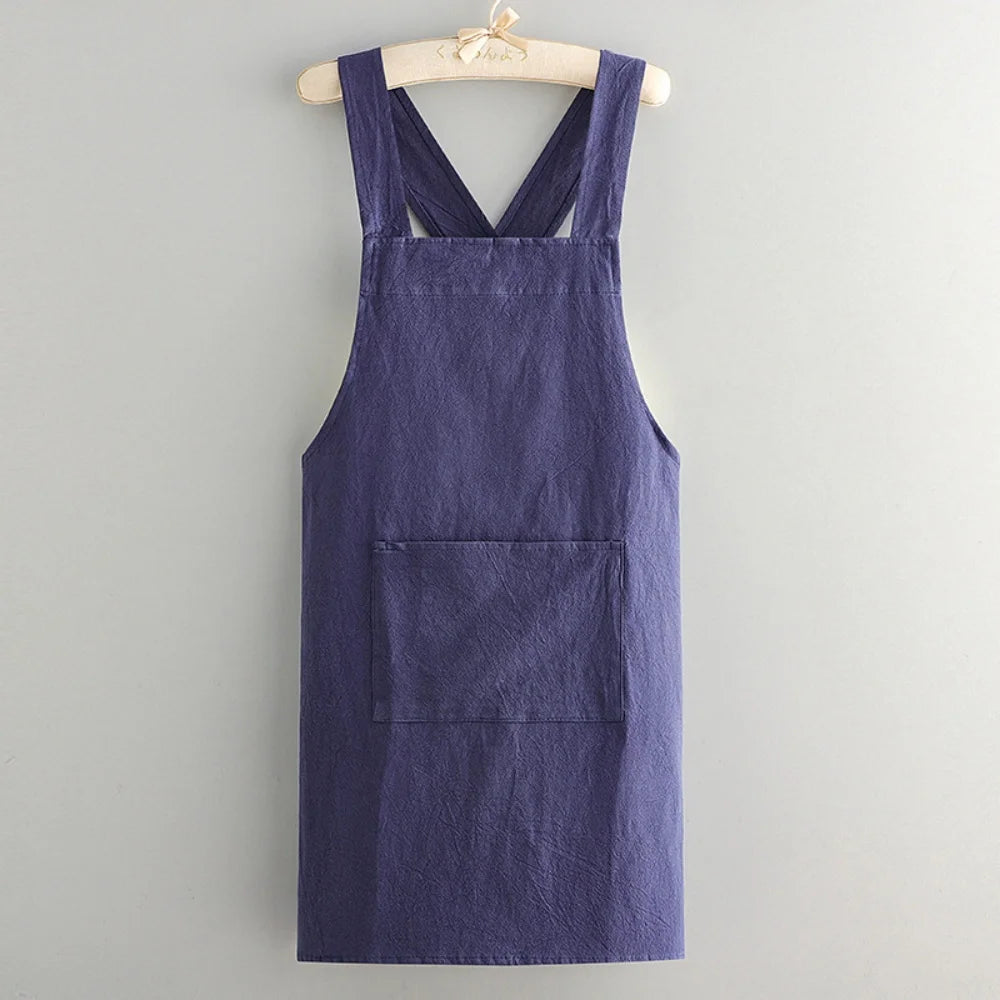 Kitchen Apron Loose Comfortable Cotton Cloth Apron Kitchen Cleaning Apron Breathable Waist Work Clothes For Painting Barber