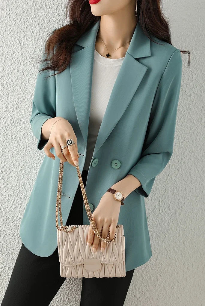 Blazer Woman Spring Autumn Thin Jacket Solid Outdoor Korean Style Coats for Women Tailoring High Quality Trend 2025 Outerwears