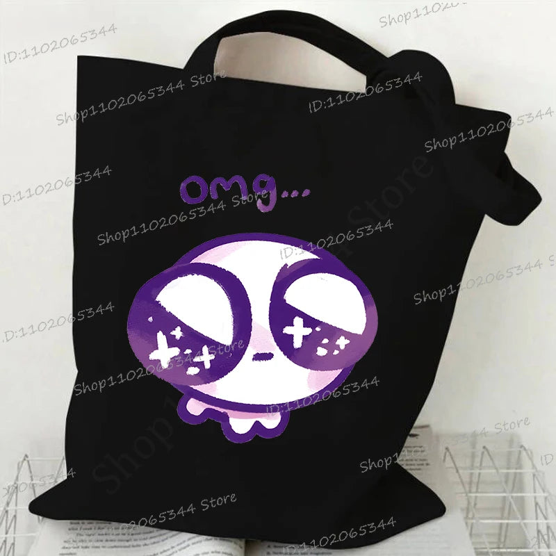 Women's Handbags Meme Cat Funny Canvas Shopping Bags Cartoon Animal Shoulder Bag Folding Reusable Tote Bags For Women Men