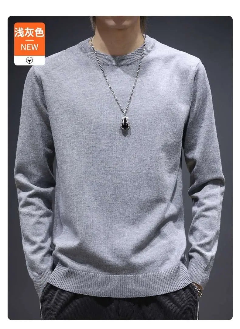 Sweater Men's Young Knitted Solid Color Casual Pullover Round Neck Sweaters