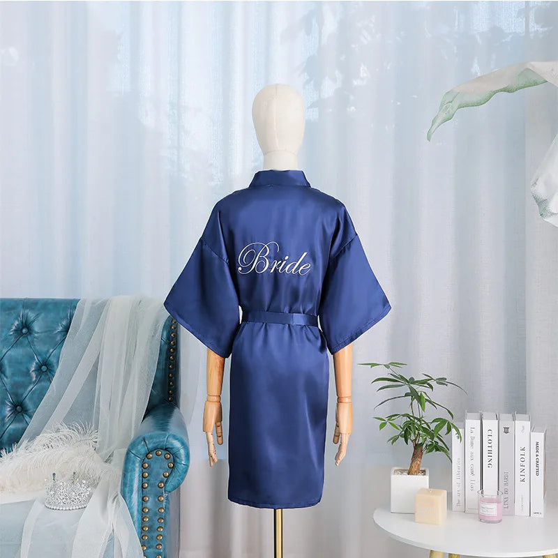 Kimono Robe Bride Bridesmaid Wedding Bathrobe Casual Women Sleepwear Nightgown Embroidery Letter Home Clothing Lingerie