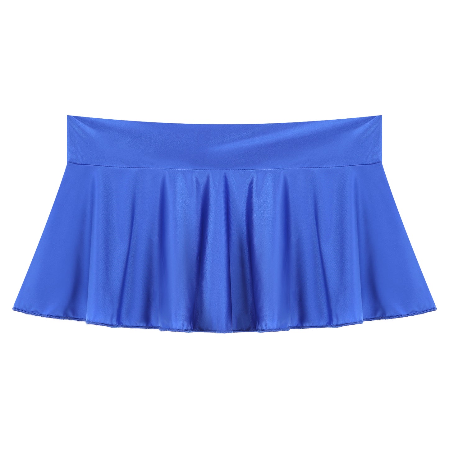 Women Glossy Bodysuit Swimsuit Set Elastic Sleeveless High Cut Leotard with Ruffled Mini Skirt Swimming Bathing Suit Swimwe﻿ar