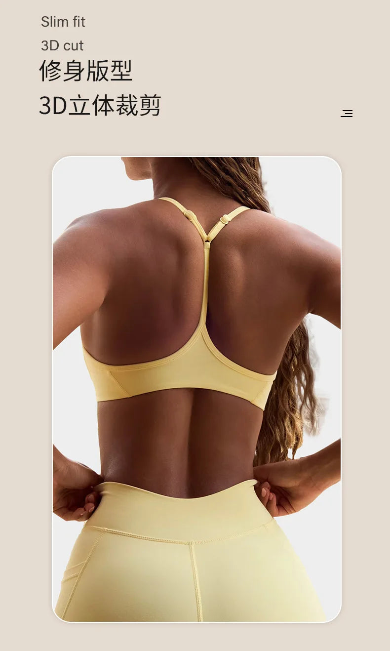 Women's Yoga Suit High Elasticity Naked Breathable Elastic Cross Waist Shorts Hanging Neck Bra Beautiful Back Gym Exercise Set