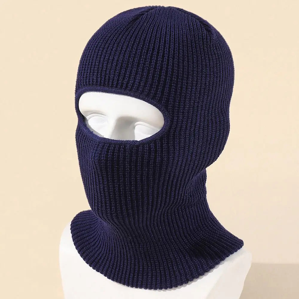 Hat Winter Female 1-Hole Balaclava Skullies Scarf Bonnet Hat Mask Knitted Hats Men Beanies Hat Women Winter Cap Full Face Cover