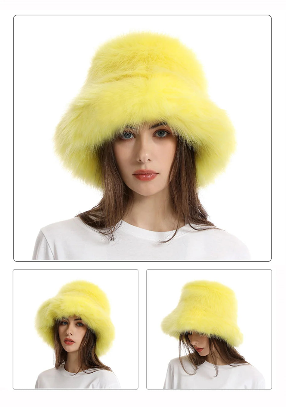 Hat Woman Winter Faux Fur Fisherman Hat Woman Versatile Warm Female Casual Party Fur Hats Women's Cap Ins Plush Bucket Hat
