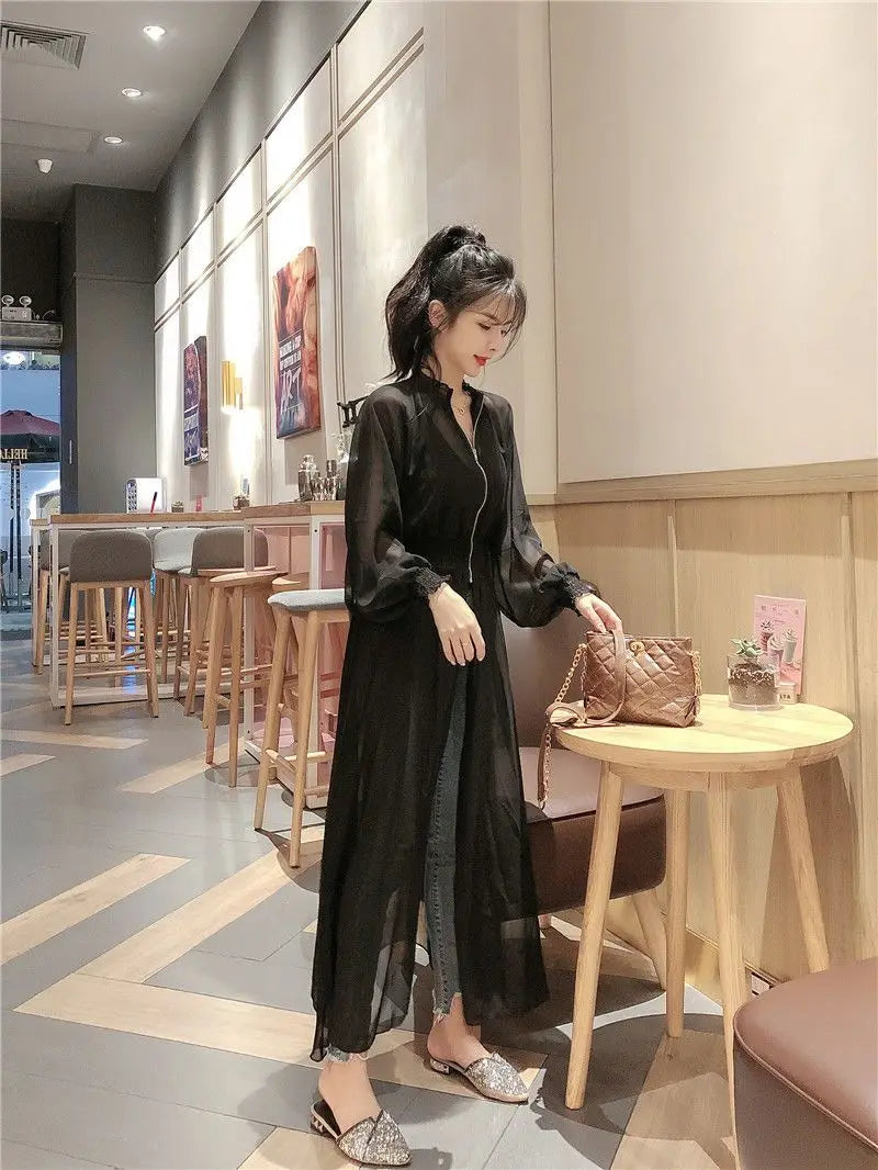 Long Jackets Women Summer Thin Sun-proof Korean Fashion Ins Sheer Breathable Casual New Solid Clothing Female Harajuku All-match