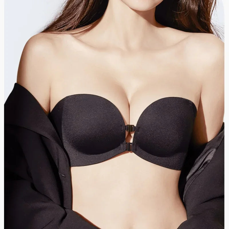 Double Front-buttoned Strapless Bra for Women, Invisible, Anti-slip, Strapless and Backless, with A Close-in Top Support Bra