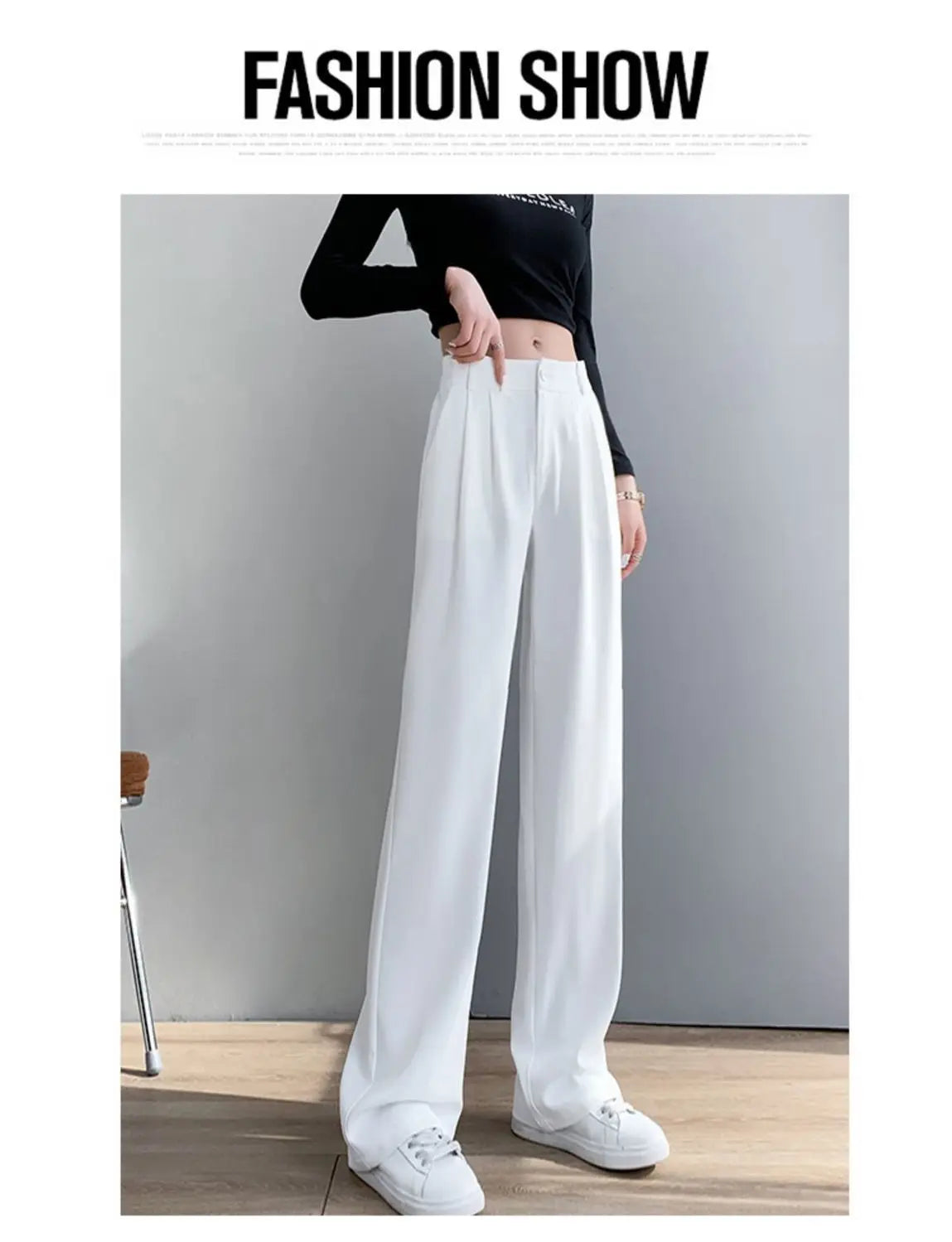 Trousers for Women Summer Women's Suit Pants 2024 White High Waist Fluid Korean Style Wide Leg Palazzo Straight Fashion Casual