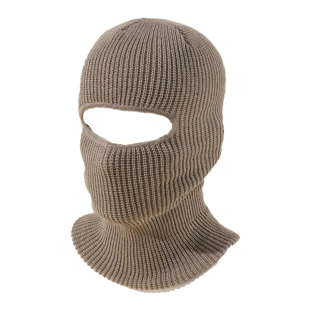 Hat Winter Female 1-Hole Balaclava Skullies Scarf Bonnet Hat Mask Knitted Hats Men Beanies Hat Women Winter Cap Full Face Cover