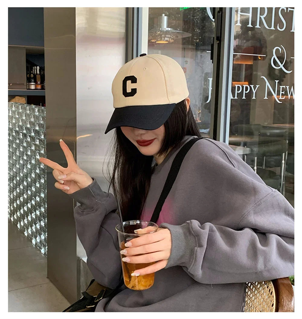 Baseball Cap for Women and Men Hat Fashion Letter C Patch Hat Summer Sun Visors Caps Color Block Design for Casual Wear